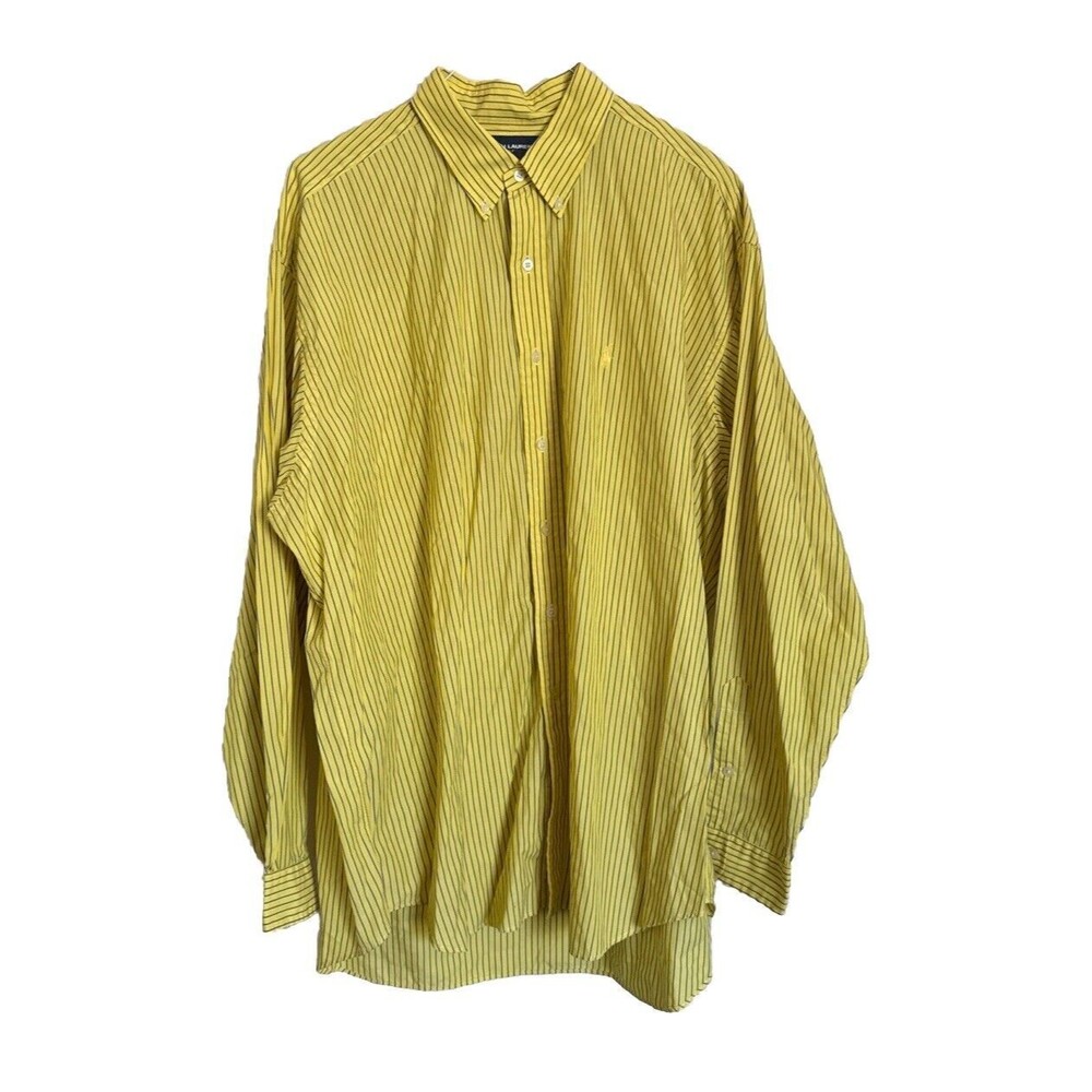 Ralph Lauren Golf Long Sleeve Button Up Yellow Striped Tilden Shirt XXL